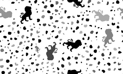 Abstract seamless pattern with lion symbols. Creative leopard backdrop. Illustration on transparent background