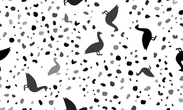 Abstract seamless pattern with goose symbols. Creative leopard backdrop. Illustration on transparent background