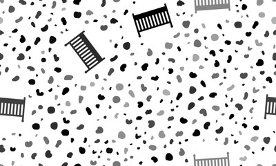 Abstract seamless pattern with baby cot symbols. Creative leopard backdrop. Vector illustration on white background