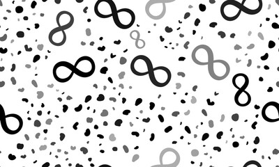 Fototapeta na wymiar Abstract seamless pattern with infinity symbols. Creative leopard backdrop. Vector illustration on white background