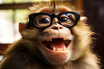 A monkey with glasses