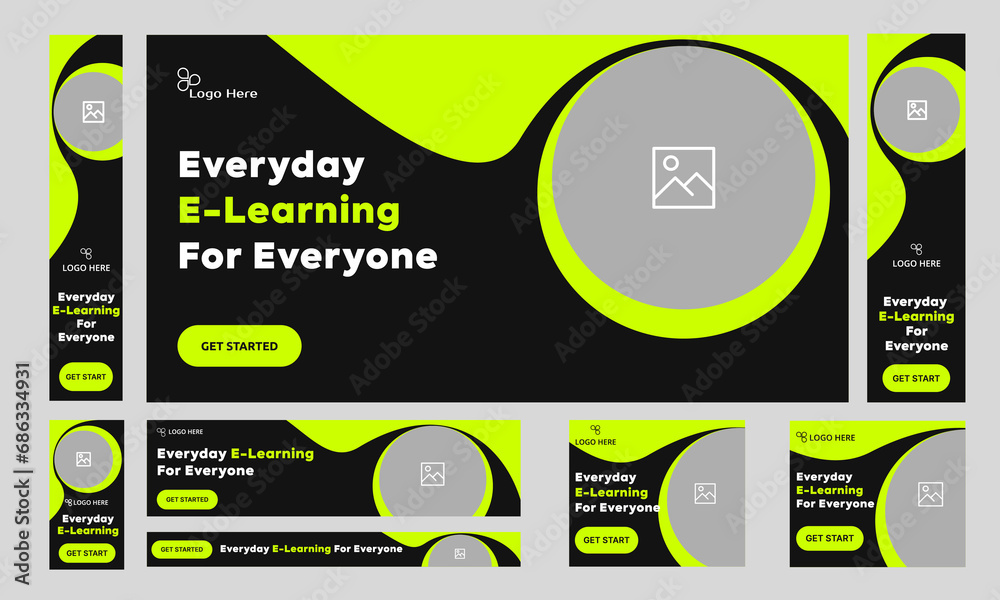 Canvas Prints customizable e-learning web set banner design, education banner design, learning web bundle banner d