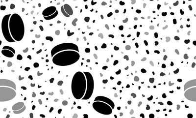 Abstract seamless pattern with hockey pucks. Creative leopard backdrop. Illustration on transparent background