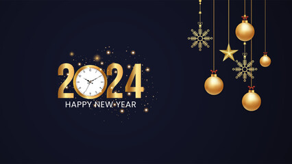 Fototapeta na wymiar 2024 Happy New Year Background Design. Greeting Card, Banner, Poster