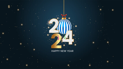 2024 Happy New Year Background Design. Greeting Card, Banner, Poster
