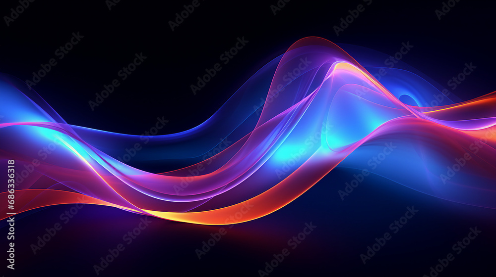 Poster Fluid and Dynamic Luminous Lines Creating Artistic Patterns Background
