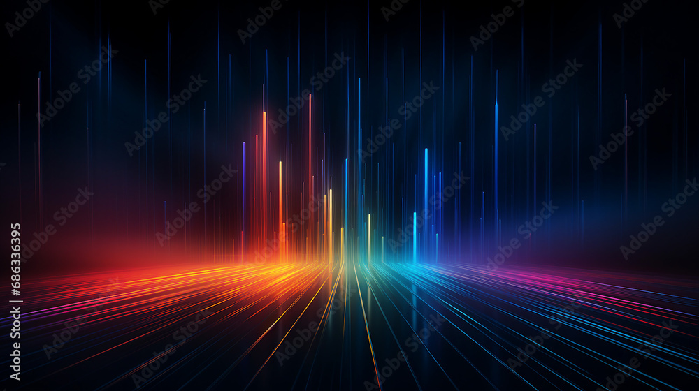 Aufkleber Luminous Lines of Light and Color on a Dark Background