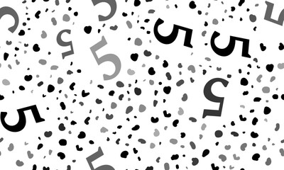 Abstract seamless pattern with number five symbols. Creative leopard backdrop. Vector illustration on white background