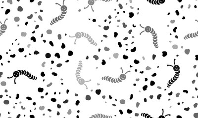 Abstract seamless pattern with caterpillar symbols. Creative leopard backdrop. Vector illustration on white background