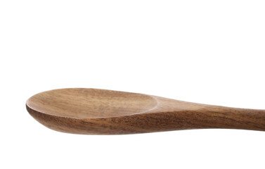Empty wooden spoon isolated on white, clipping
