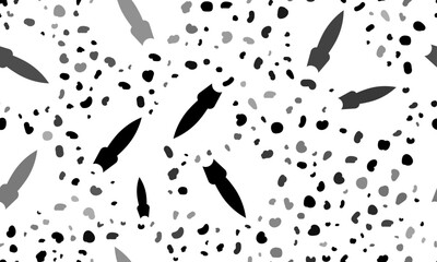 Abstract seamless pattern with falling rocket symbols. Creative leopard backdrop. Vector illustration on white background