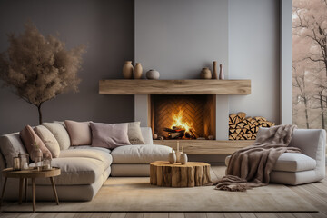 Cozy Modern Living Room with Fireplace