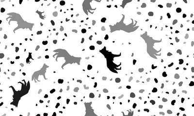 Abstract seamless pattern with wolf symbols. Creative leopard backdrop. Vector illustration on white background