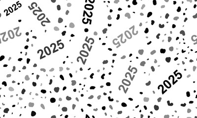 Abstract seamless pattern with 2025 year symbols. Creative leopard backdrop. Vector illustration on white background
