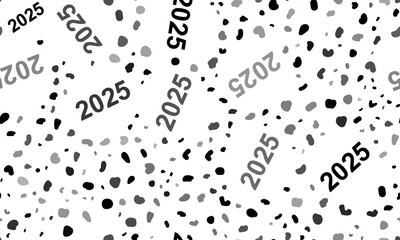 Abstract seamless pattern with 2025 year symbols. Creative leopard backdrop. Illustration on transparent background
