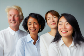 職場での民族性と多様性、幸せな従業員がビジネスの成功を祝う。