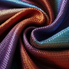 Fondo con detalle y textura de tejido con colores iridiscentes, arrugados en forma de espiral