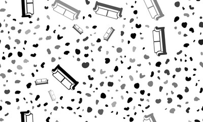 Abstract seamless pattern with sofa icons. Creative leopard backdrop. Vector illustration on white background