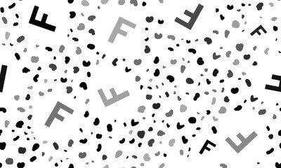 Abstract seamless pattern with capital letter F symbols. Creative leopard backdrop. Illustration on transparent background