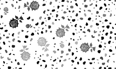Abstract seamless pattern with rose flowers. Creative leopard backdrop. Vector illustration on white background