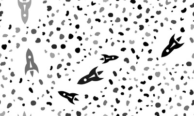 Abstract seamless pattern with rockets. Creative leopard backdrop. Vector illustration on white background