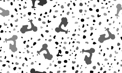 Abstract seamless pattern with scooter symbols. Creative leopard backdrop. Illustration on transparent background