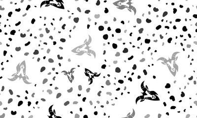 Abstract seamless pattern with goat head symbols. Creative leopard backdrop. Illustration on transparent background