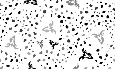 Abstract seamless pattern with goat head symbols. Creative leopard backdrop. Vector illustration on white background