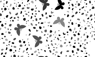 Abstract seamless pattern with butterfly symbols. Creative leopard backdrop. Vector illustration on white background