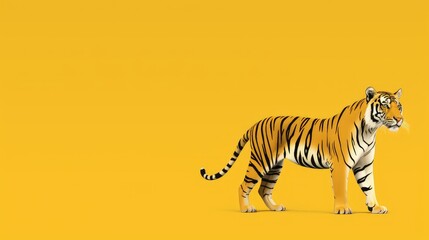 Fototapeta na wymiar Tiger illustration on yellow background