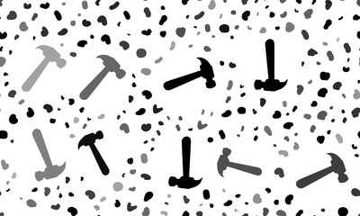 Abstract seamless pattern with hammer symbols. Creative leopard backdrop. Illustration on transparent background