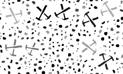 Abstract seamless pattern with crossed hammers symbols. Creative leopard backdrop. Vector illustration on white background