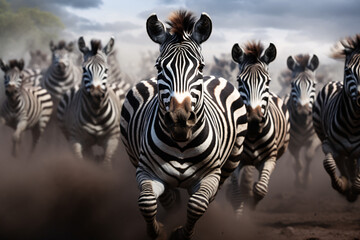 Fototapeta na wymiar Running Zebras