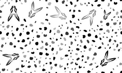 Abstract seamless pattern with hare's head symbols. Creative leopard backdrop. Vector illustration on white background