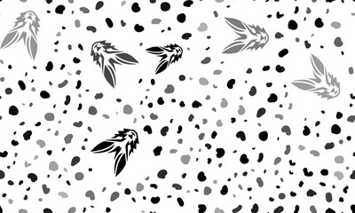 Abstract seamless pattern with hare's head symbols. Creative leopard backdrop. Vector illustration on white background