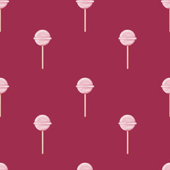 Pink lollipop pattern for decoration, fabric, textile, card. Delicious sweets, Digital watercolor illustration