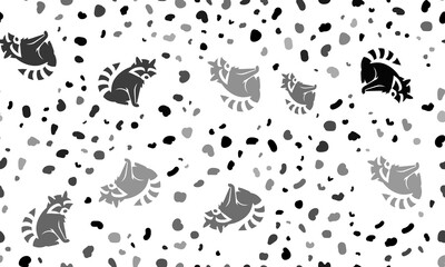 Fototapeta premium Abstract seamless pattern with raccoon symbols. Creative leopard backdrop. Illustration on transparent background