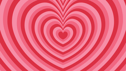 Groovy heart tunnel romantic background in retro style