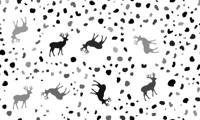 Abstract seamless pattern with deer symbols. Creative leopard backdrop. Vector illustration on white background