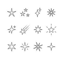 Star outline symbols vector set
