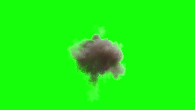 Realistic complex large explosion with fire and smoke lit by the sun, 3 different speeds, 4k 24p with green screen for chroma key