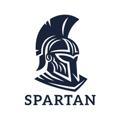 Spartan warrior logo. Gladiator soldier symbol. Knight helmet icon. Roman centurion security emblem. Vector illustration.