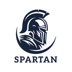 Spartan warrior logo. Gladiator soldier symbol. Knight helmet icon. Roman centurion security emblem. Vector illustration.