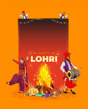 Background of Indian sikh festival Happy Lohri celebration.