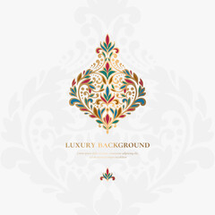 Luxury pattern on a white background. Vector mandala template. Golden design elements. Traditional Turkish, Indian motifs. Great for fabric and textile, wallpaper, packaging or any desired idea.
