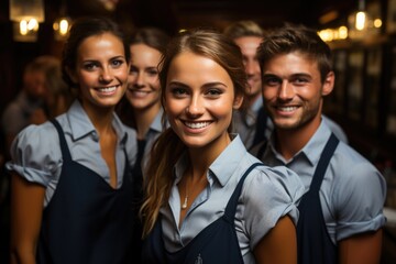 Obraz premium portrait of smiling waiters at the restaurant