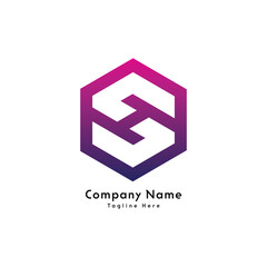 SH letter polygon shape initial logo design icon
