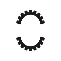 Two halves and parts gear wheel. Half of a pinion and a cogwheel. Vector silhouette.  - obrazy, fototapety, plakaty