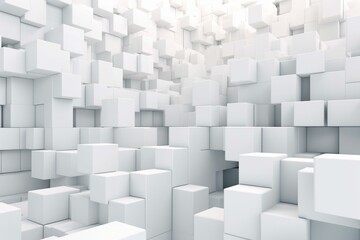 Abstract cube panoramic background. White graphic design. Generative AI