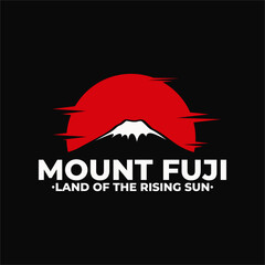 illustration vector of mount fuji, mountain fujiyama and the red sun sunrise logo with elegant style suitable for content about japan japanese symbol icon mascot character